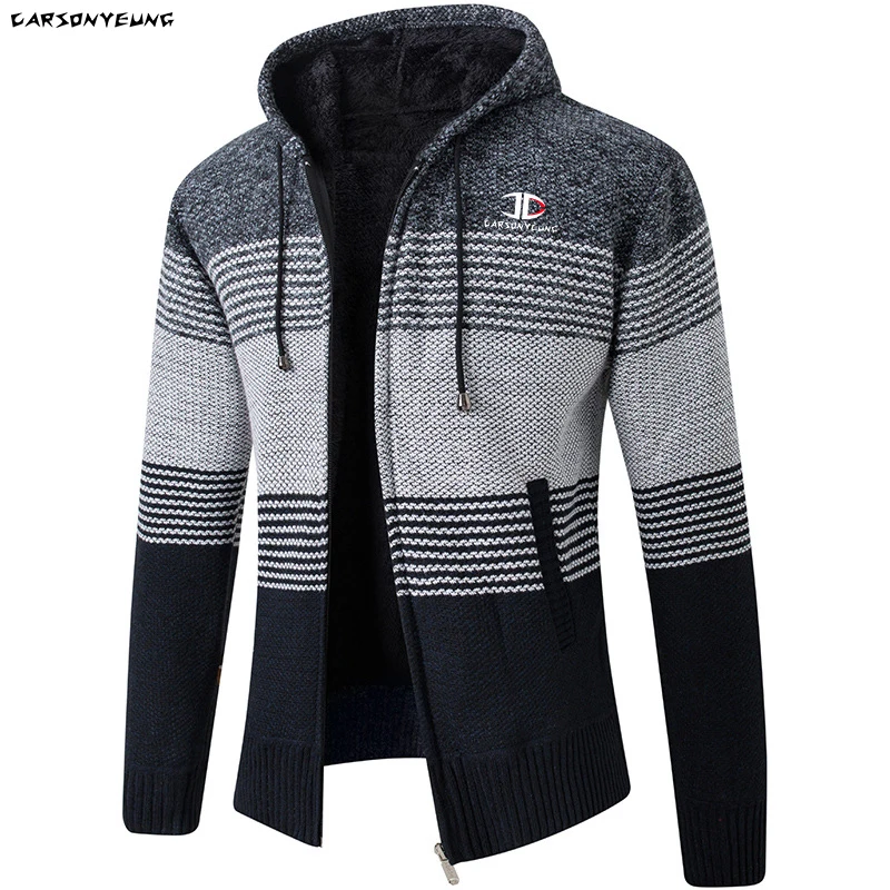 Зимний мужской свитер CARSONYEUNG пальто из искусственного меха шерстяной куртки
