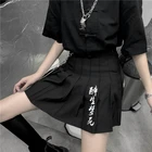 Женская готическая мини-юбка Harajuku, черная уличная мода, винтажная школьная юбка с вышивкой и высокой талией, облегающие плиссированные короткие юбки