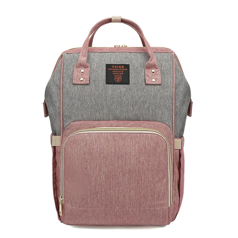 Pink and gray Большая вместительная сумка для подгузников для мам, сумка для пеленок, сумка-Органайзер для мам, сумки для мам, многофункциональная сумка - Цвет: Pink and gray