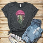 Женская футболка с Медузой, 100% хлопок, черная Желейная Рыбка, летняя футболка, морской биолог, подарок для влюбленных, Ropa Mujer