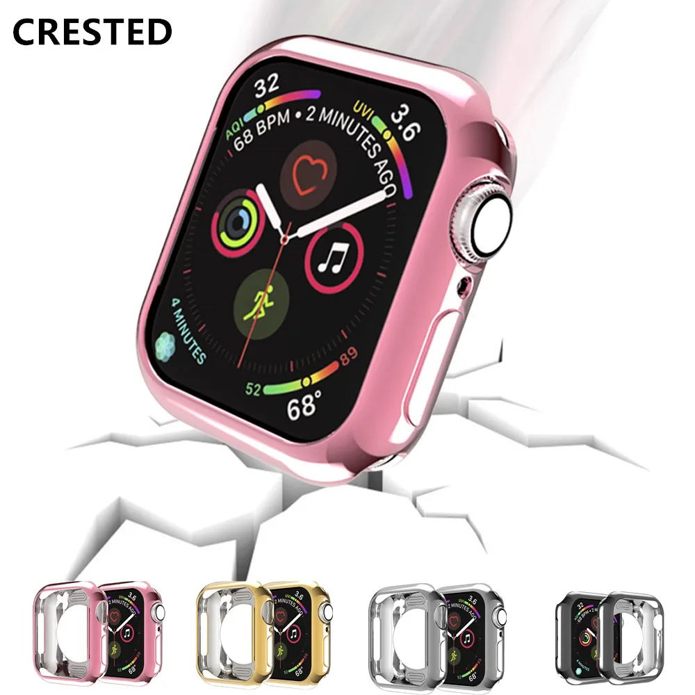 Чехол для Apple watch 4 5 Чехол 44 мм 40 мм iwatch чехол серия 4 покрытый ТПУ защитный чехол гибкий силиконовый защитный чехол