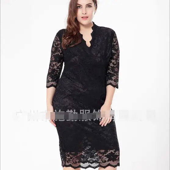 2020 Women Sexy Lace Hook Flower Hollow Out Dress Spring Wave V-Neck Casual Party Large Size woman clothing AF866 | Женская одежда