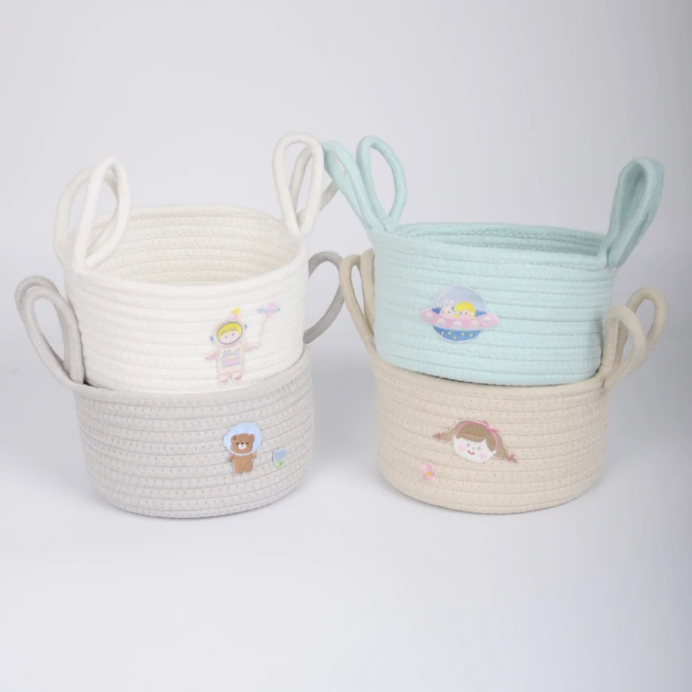 

Cotton Rope Woven Storage Basket with Cute Handles Made of Quality Material Home Supplies House Decoration