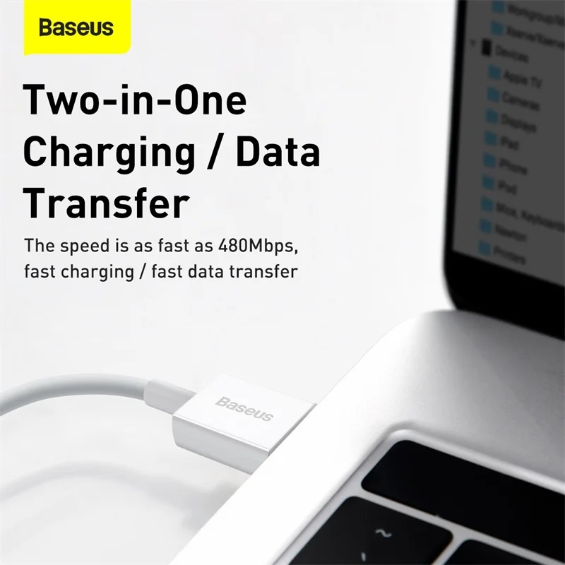 Baseus USB кабель для iPhone 12 11 Pro Max Xs X 8 Plus 2.4A быстрой зарядки 5s 6s 7 SE зарядный передачи
