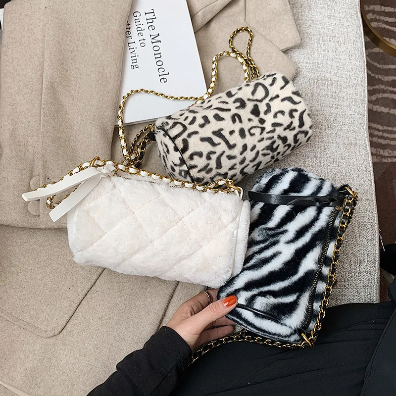 

2021 New Fashion Autumn Winter Crossbody Bag Women Plush Soft Casual Shoulder Messenger Bag Female Handbag For Girl