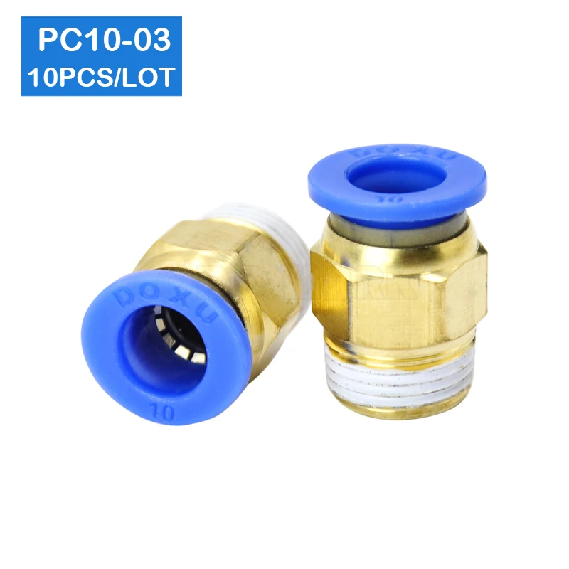 BSPT PC10-03, 10 шт 10 мм до 3/8 'пневматические соединители мужские прямые фитинги в одно касание