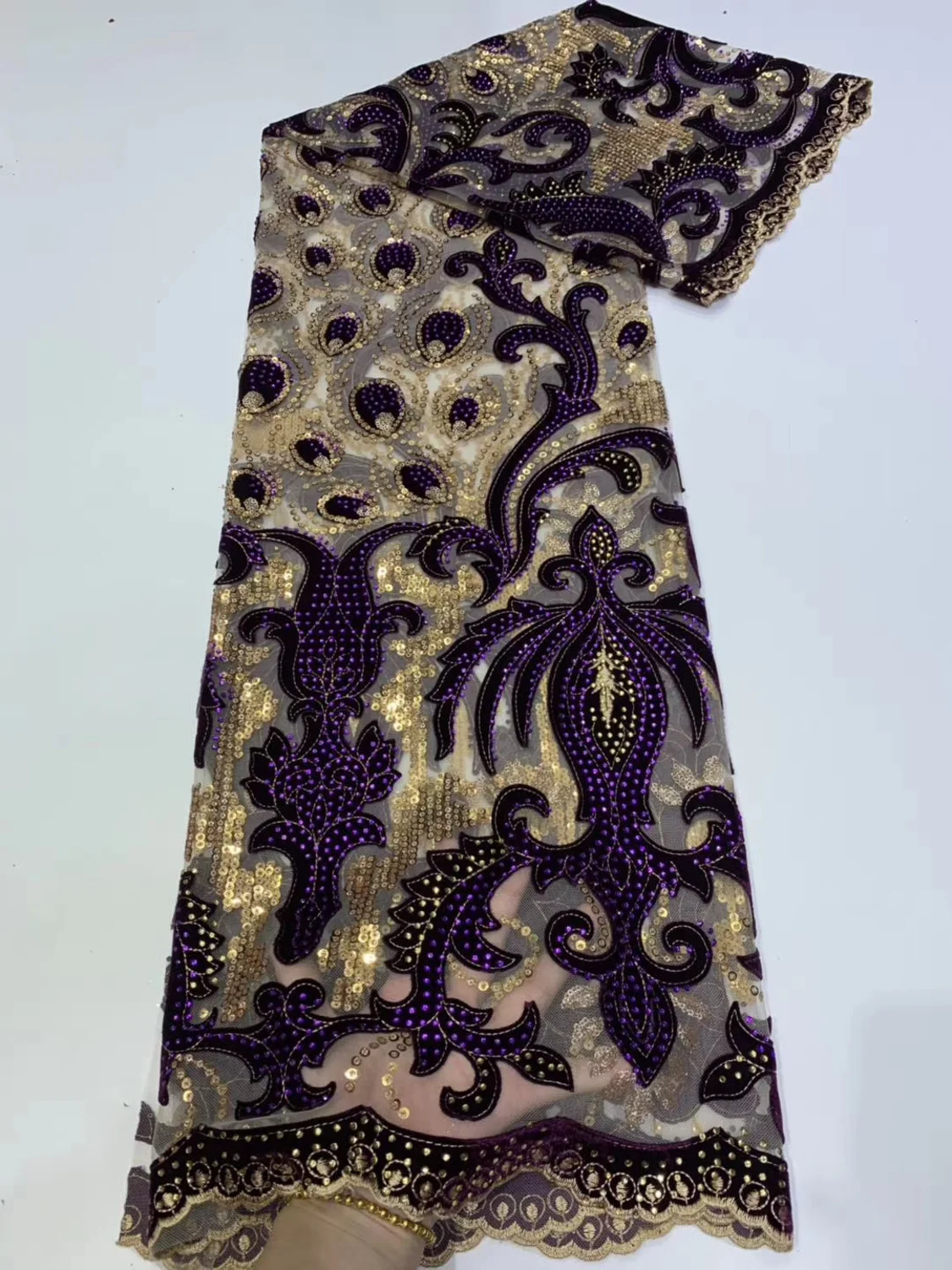 Новое прибытие Тяжелая вышивка Высокое качество африканская кружевная ткань