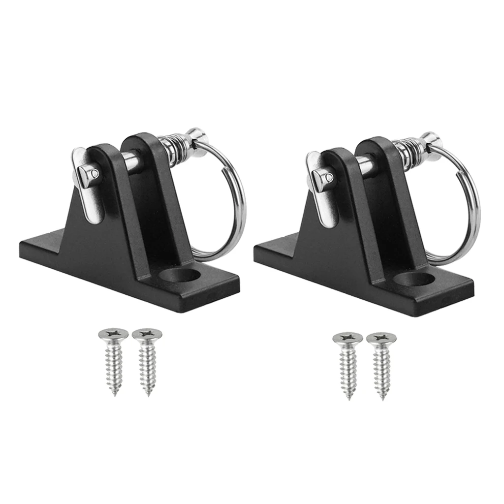 2pcs Black Universal Boat Bimini Top Deck Hinges with Removable Pin | Marine Hardware