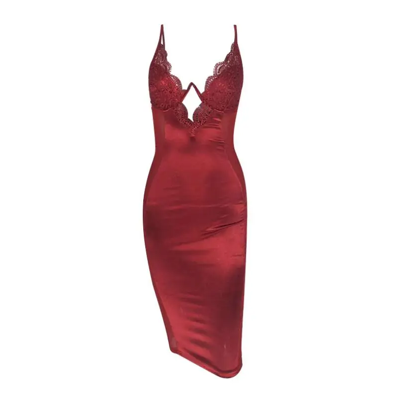 

Summer woman party sexy lace stitching perspective suspender skirt dress