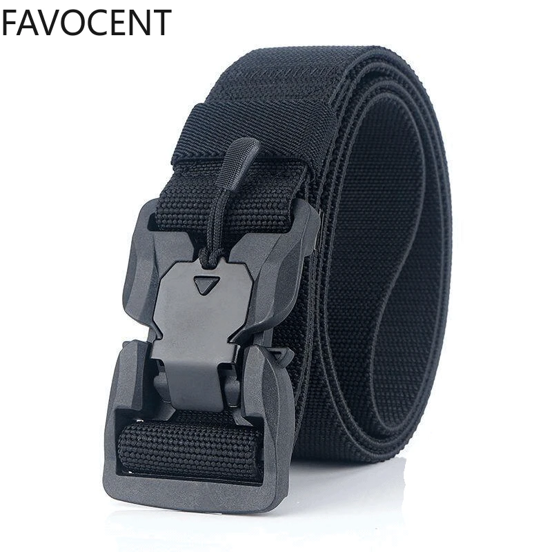 

New Tactical Belts Men Polyester Nylon Magnetic Buckle Elasticity Belt Male Outdoor Casual Accessories Sports Military Waistband