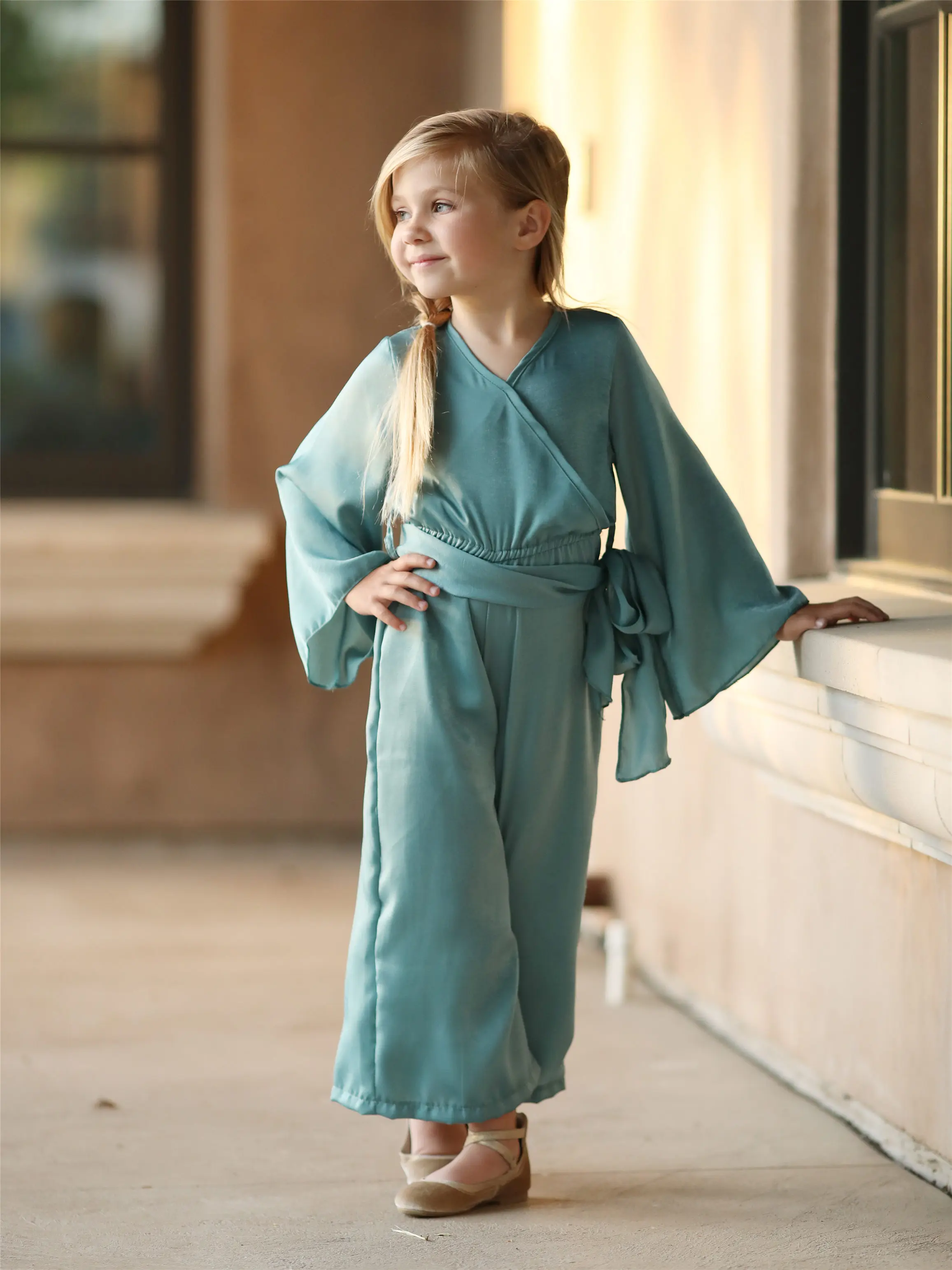 Комбинезон детский весенний Изумрудный из мягкого материала с длинным