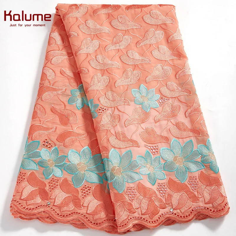 

Kalume African Cotton Lace Fabric 2021 Swiss Voile High Quality Nigerian Lace Fabric 5 Yards For Diy Sew Dress Party F2577