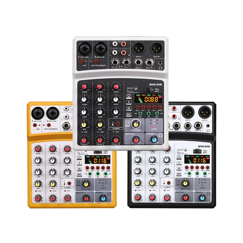 4 канальный аудио DJ микшер Интерфейс микшерный пульт караоке с 24 DSP питанием от USB
