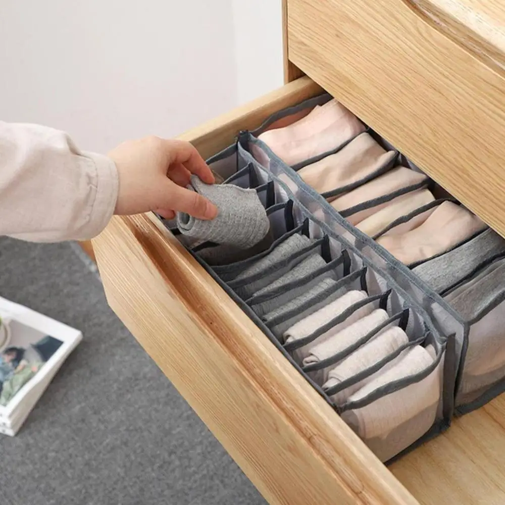 

1/3pcs Home Separated Underwear Bra Organizer Storage Box Socks Dormitory Closet Organizer 7 /11 Grids Foldable Drawer Organizer