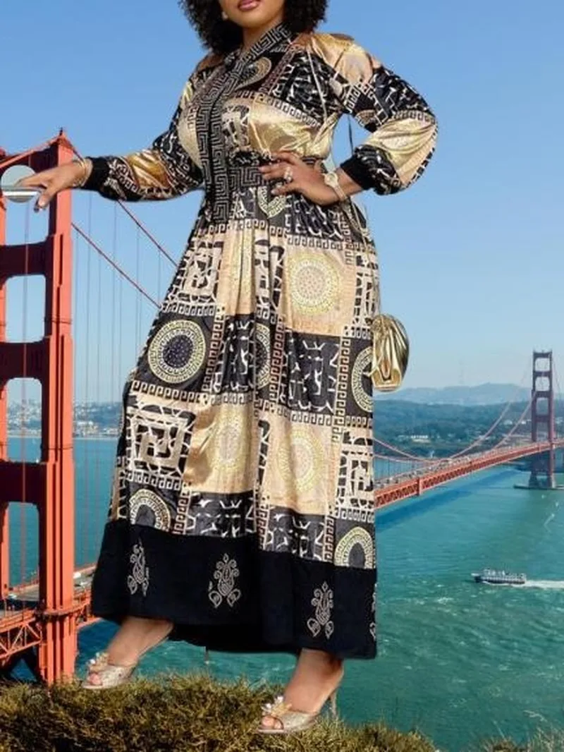 Длинный Африканский принт платья для женщин в африканском стиле африканский