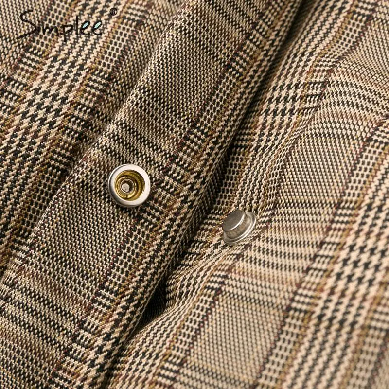 Simplee винтажная теплая клетчатая Женская парка толстая на шнуровке с карманами