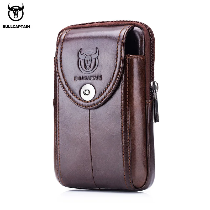 

BULLCAPTAIN MEN'S leather BELT WAIST bag military Fanny PACK molle small money phone WAIST PACK bum pouch PURSE
