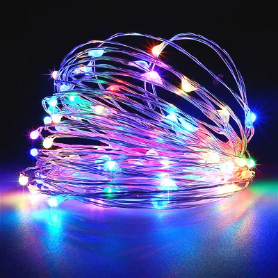 RGB DC12V светодиодный гирлянда 50M500 светодиодный s Серебряный/медный провод Рождественская гирлянда с адаптером питания для свадьбы наружное украшение - Испускаемый цвет: RGB