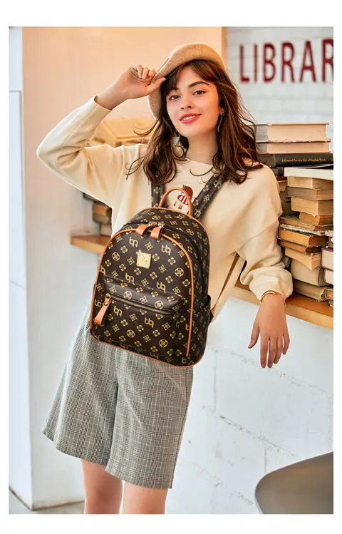 

12 Inch Women Brand Design Backpack,Pu Travel Bag,Fashion Print Schoolbag for Teenager