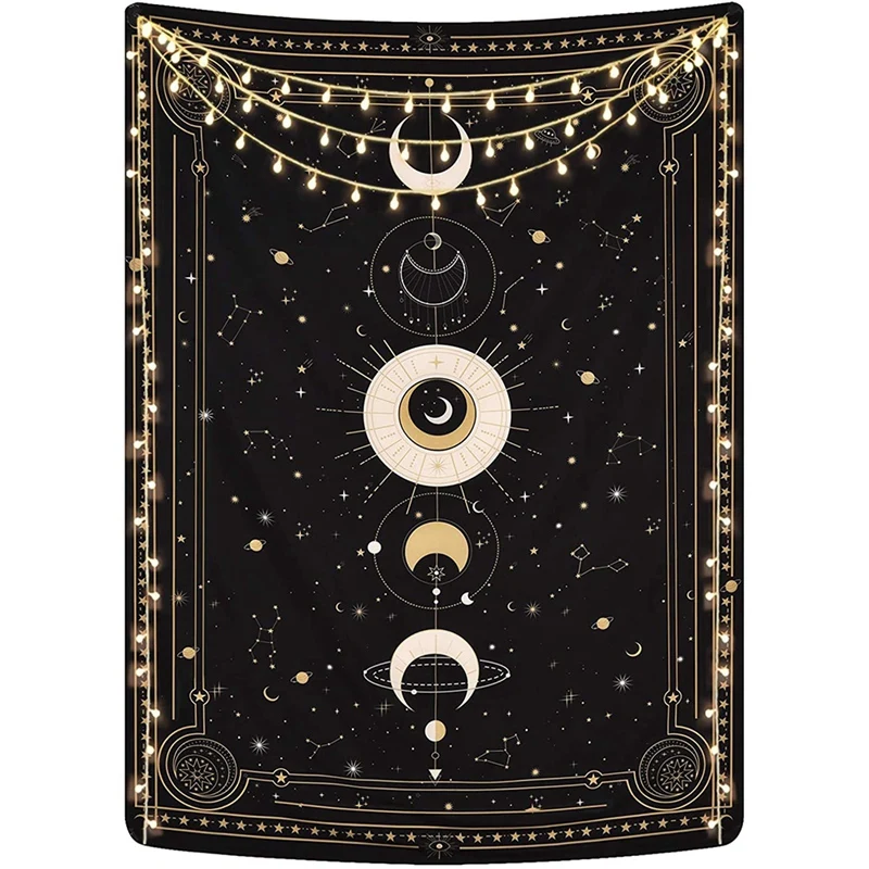 

Moon Phase Tapestry,Starry Sky Tarot Card Tapestry Wall Hangings,Retro Tapestries Wall Art for Bedroom,150X200 CM