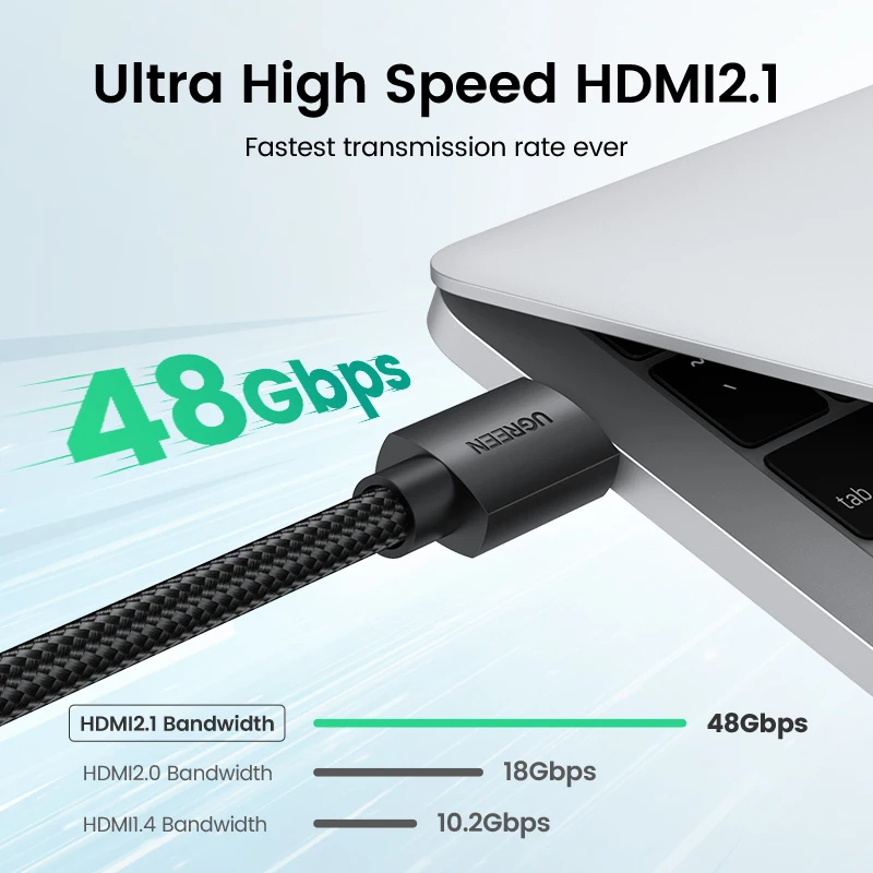 Кабель UGREEN HDMI 2 1 48 Гбит/с ультраскоростной 8K HDMI-кабель 4K/120 Гц динамический HDR Dolby