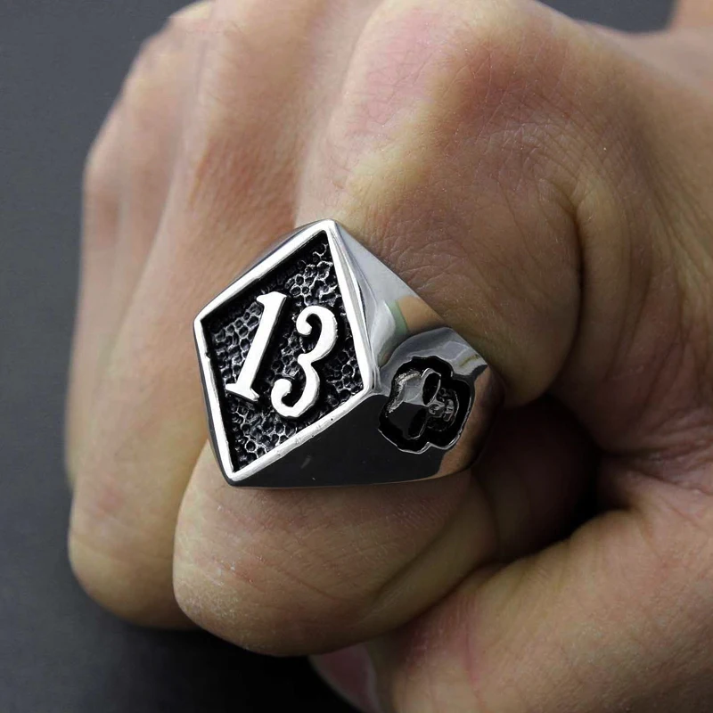 Прохладный Lucky 13 кольцо из нержавеющей стали в виде черепа для мужчин женщин