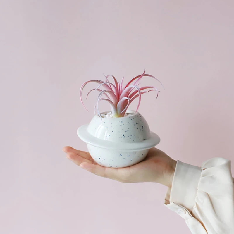 

Creative Planet Succulent Pot Ceramic Planter with Drainage Hole Cactus Plant Flower Pots Desktop Garden Decor