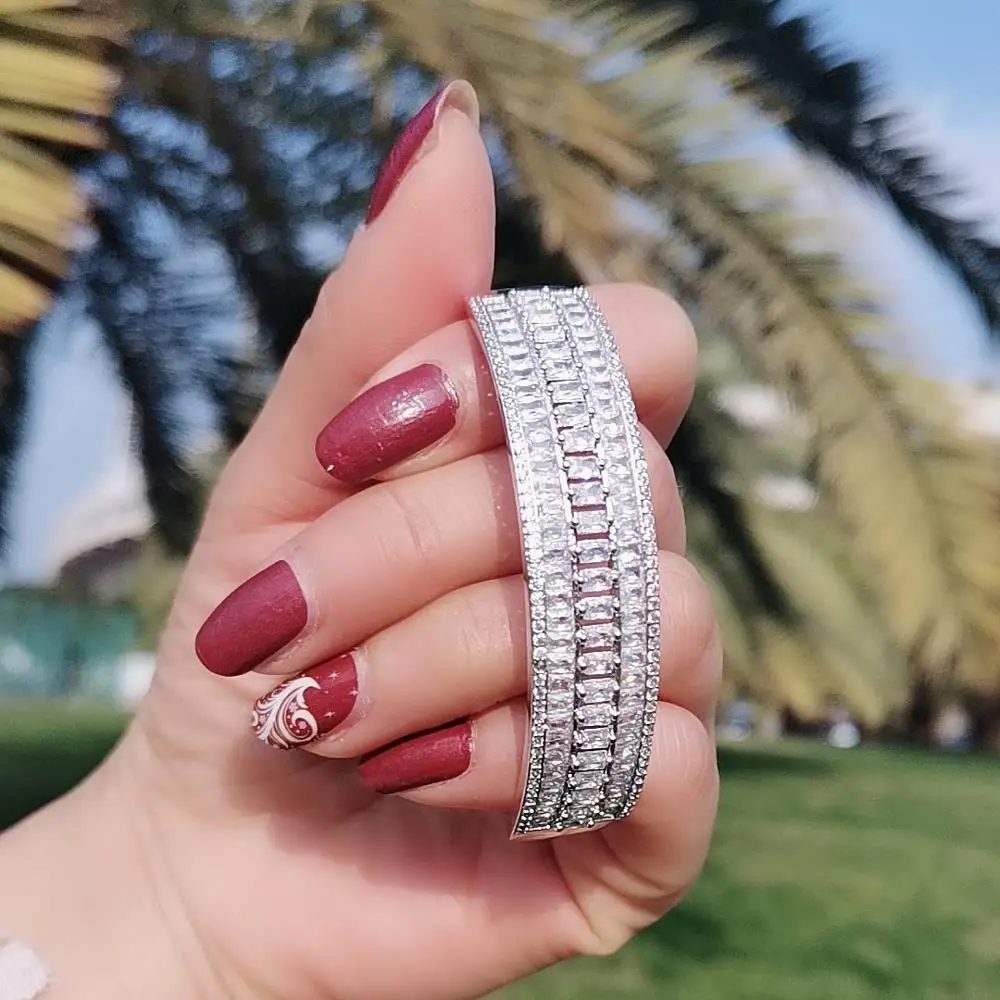 Роскошный браслет с квадратным камнем обручальный для женщин свадебные