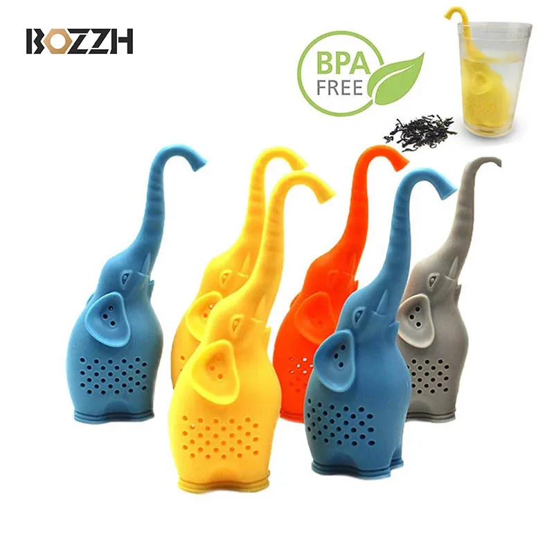 

BOZZH Animal Tea Infuser Cartoon Silicone Elephant Shape Tea Strainer Coffee Straine Tea Infuser Drinkware Tea Accessories