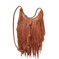 women shoulder bag designer handbags 2021 girl shopper purse fashion casual solid color tassel weaving pu leather crossbody bags