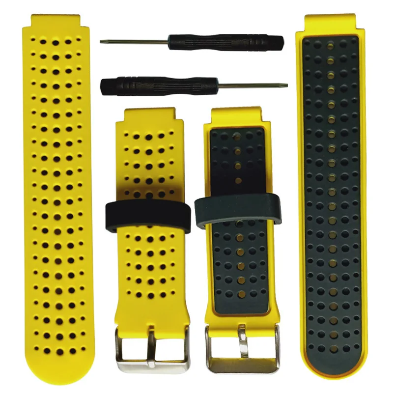 Yellow black Silicone Replacement Watch Band for Garmin Forerunner 230 / 235 / 220 / 620 / 630 / 735 735XT watch Outdoor Sport Watchstrap - Цвет ремешка: Yellow black