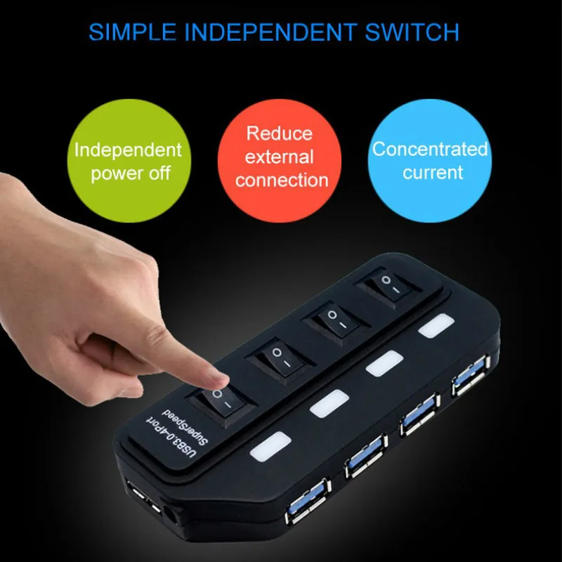 Bkscy usb хаб Multi USB 3 0 HUB 4 порта высокоскоростной USB3.0 сплиттер независимый