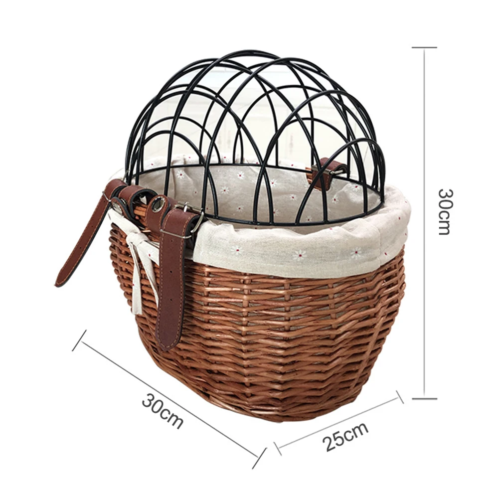 

Cat Dog Bicycle Front Handlebars Basket Pets Seat Handwoven Wicker MTB Road Bike Basket Pet Cat Dog Carrier Cycling Accessories