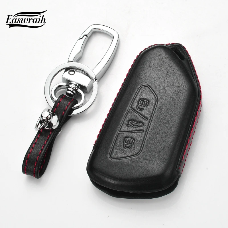 Car Leather Key Case Accessories For Volkswagen Golf 8 Mk8 2020 Skoda Octvia 3 5/4/3Buttons Smart Remote Key Accessories images - 6