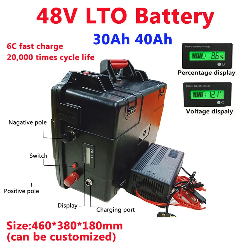 

Golf cart LTO 48V 30Ah 40Ah Lithium Titanate Battery Pack 2.4v cell for Forklift Tricycle Solar system+5A charger