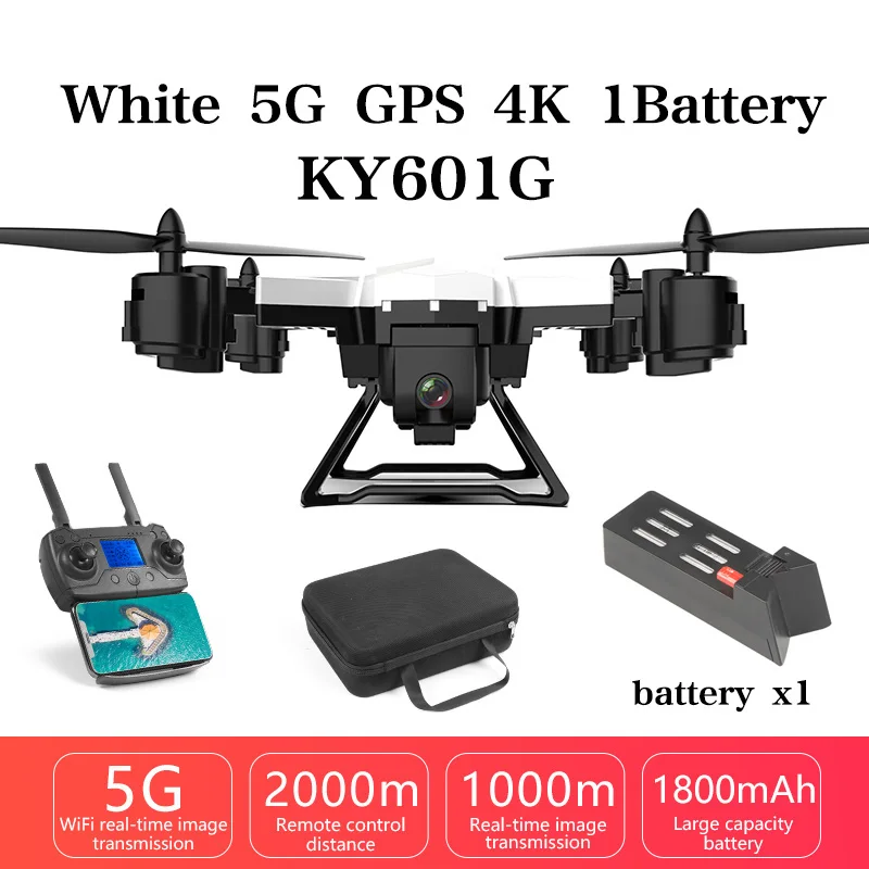 White 5G GPS 4K 1B Новое поступление Дрон с GPS Квадрокоптер 2000 метров расстояние управления RC вертолет Дрон с 5G 4K HD камера складной KY601G KY601S - Цвет: White 5G GPS 4K 1B