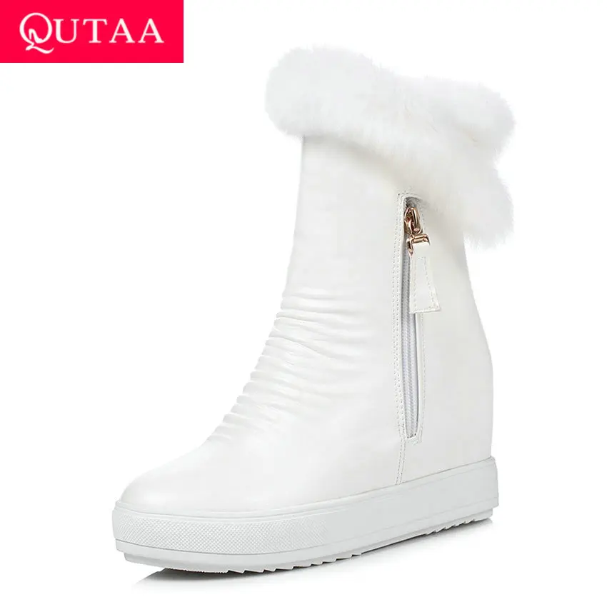 QUTAA/2020 г. зимняя женская обувь увеличивающая рост из искусственной кожи