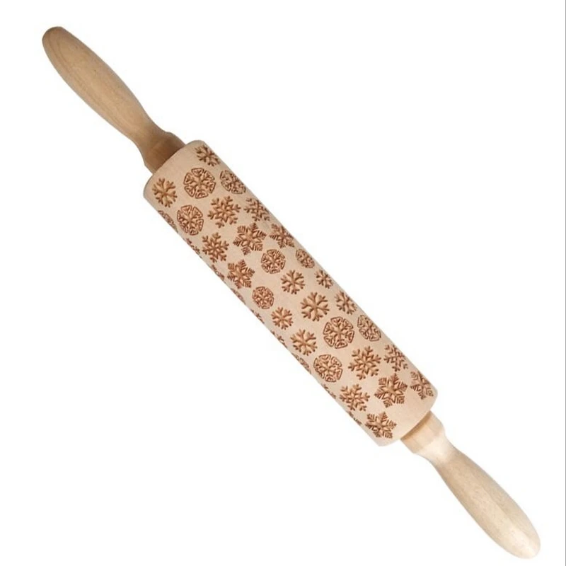 

Christmas Embossing Rolling Pin Baking Cookies Noodle Biscuit Fondant Cake Dough Roller Christmas Pressing Elk Pattern 35x4cm