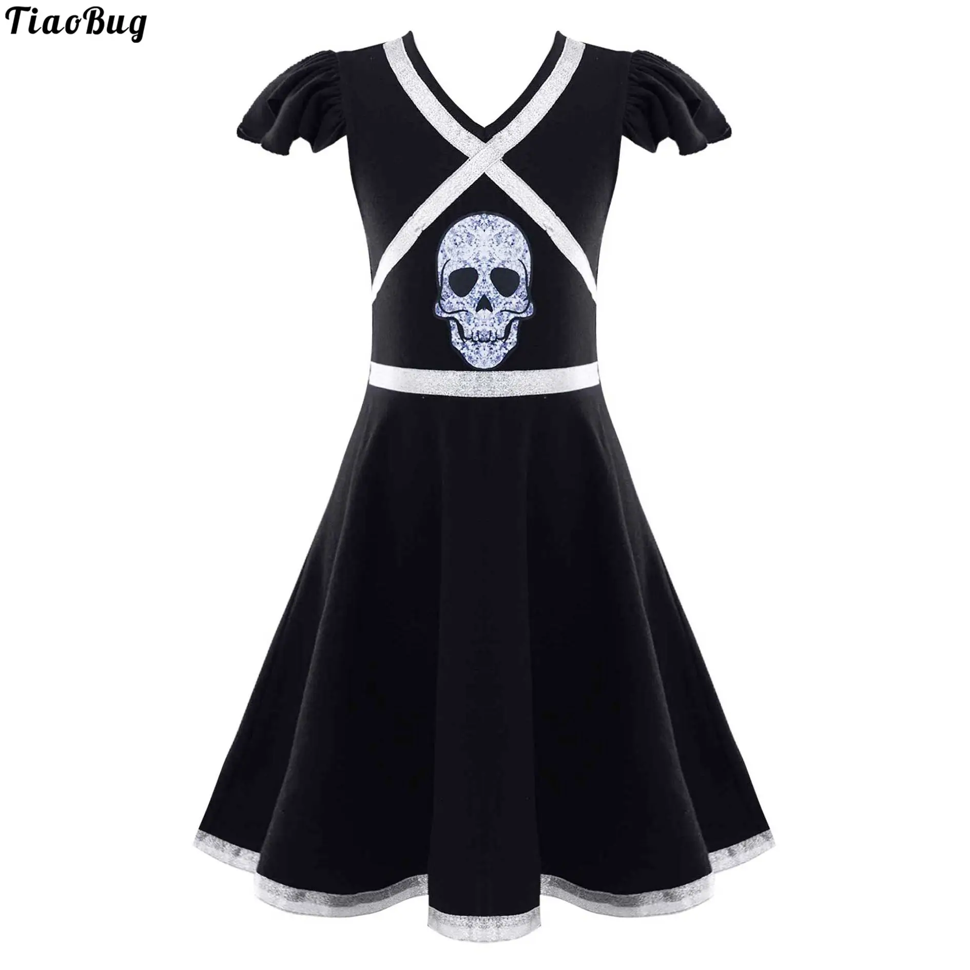 

Детское платье с рукавами-фонариками и V-образным вырезом для девочек