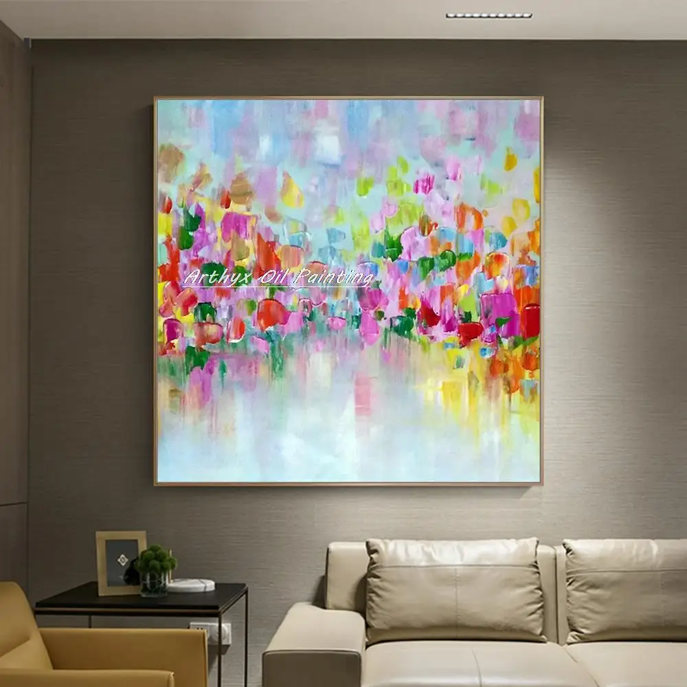 Arthyx ручная роспись цветные квадраты картина маслом на холсте современный