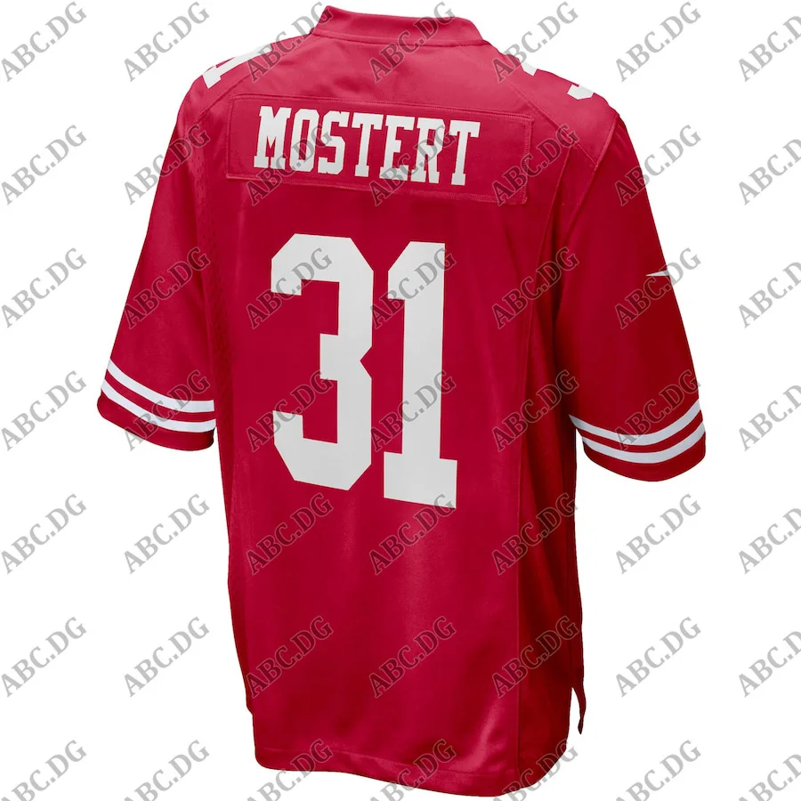 

Men Women Kid Youth San Francisco Raheem Mostert Scarlet Game Player Jersey