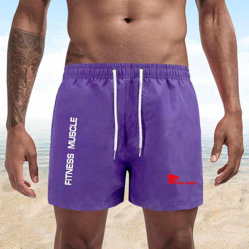 

2021 Fitness Muscle Sports Print Beach Shorts Men's Swimming Shorts Summer Quick-Drying Men's Swimming Shorts Men's Surf Shorts