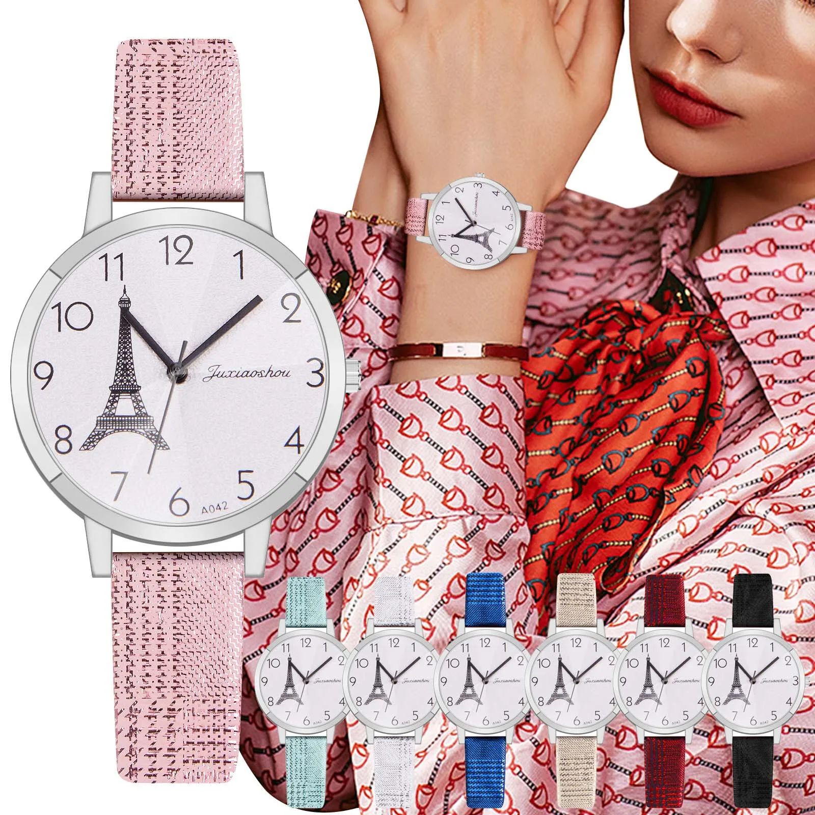 

watches for women Fashion Watches Clock print leather band round Casual Clothing accessories Wrist часы женские наручные2021