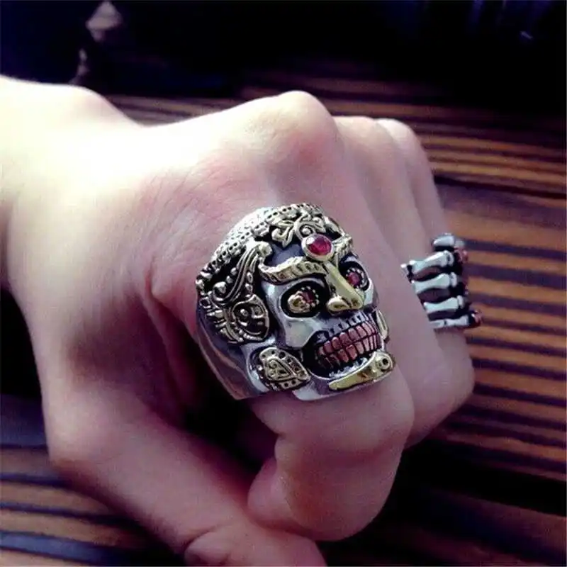 Винтажное готическое кольцо с черепом в стиле панк крутое мужское из сплава
