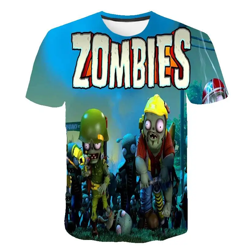 

New Game Zombie t-shirt Cartoon Casual Anime T-Shirt Boys Clothes 3D Printed Blue Kids Clothes Baby funny t shirts Summer top
