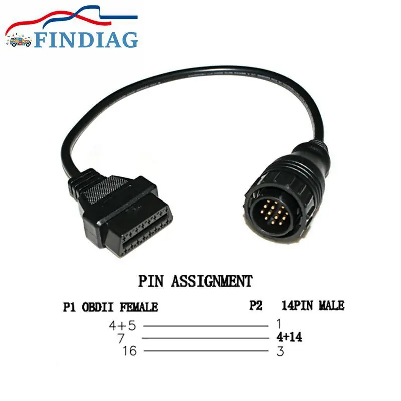 

Высококачественный автомобильный диагностический разъем с круглой розеткой, 16-контактный адаптер Sprinter OBD2, подходит для Mercedes Benz, адаптер с 14...
