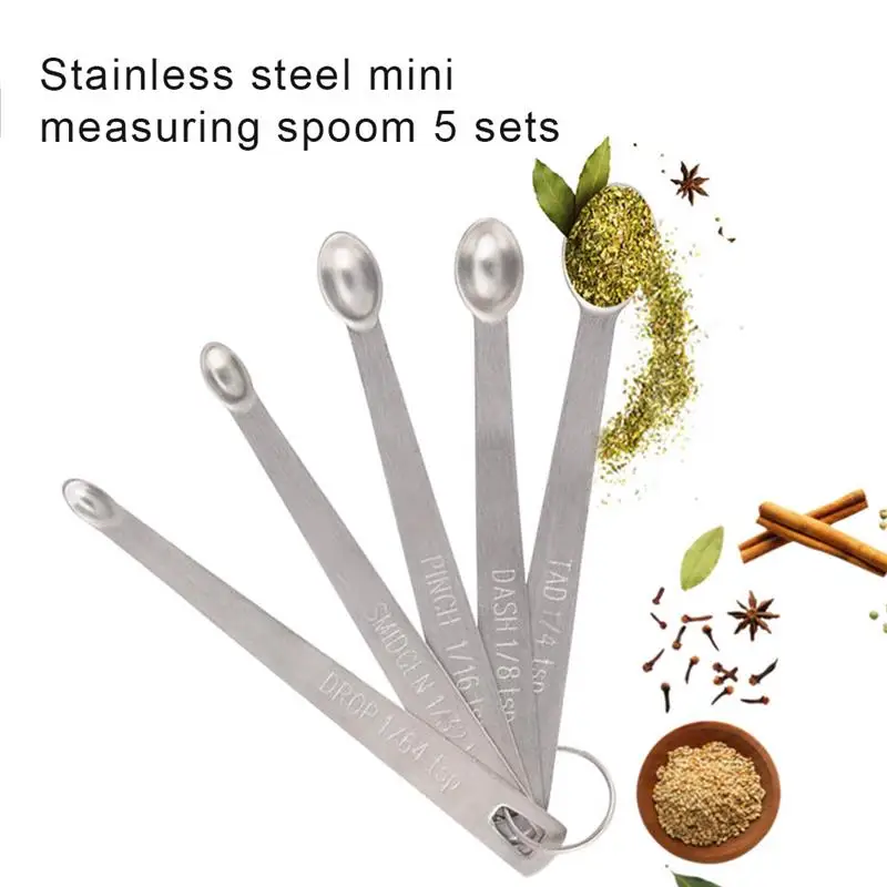 

5pcs/Set Kitchen Cooking Gadgets Small Measuring Spoon Stainless Steel Coffee Measuring Spoons Tea Seasoning Multiple Size Spoon