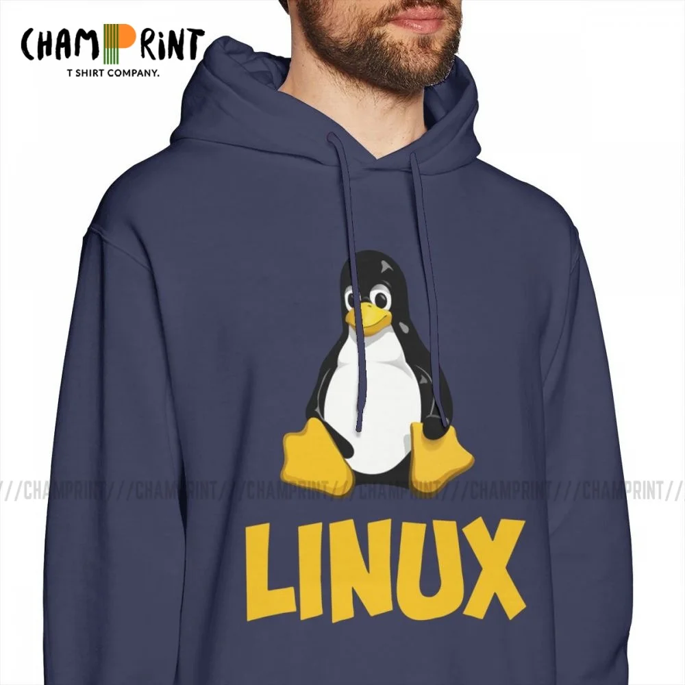Мужская толстовка с капюшоном Linux Tux логотипом пингвина удобная забавная