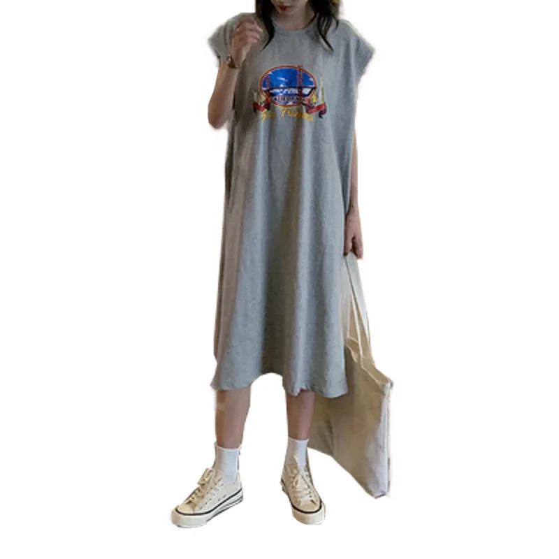 Женское повседневное свободное платье-трапеция с разрезом женские модные