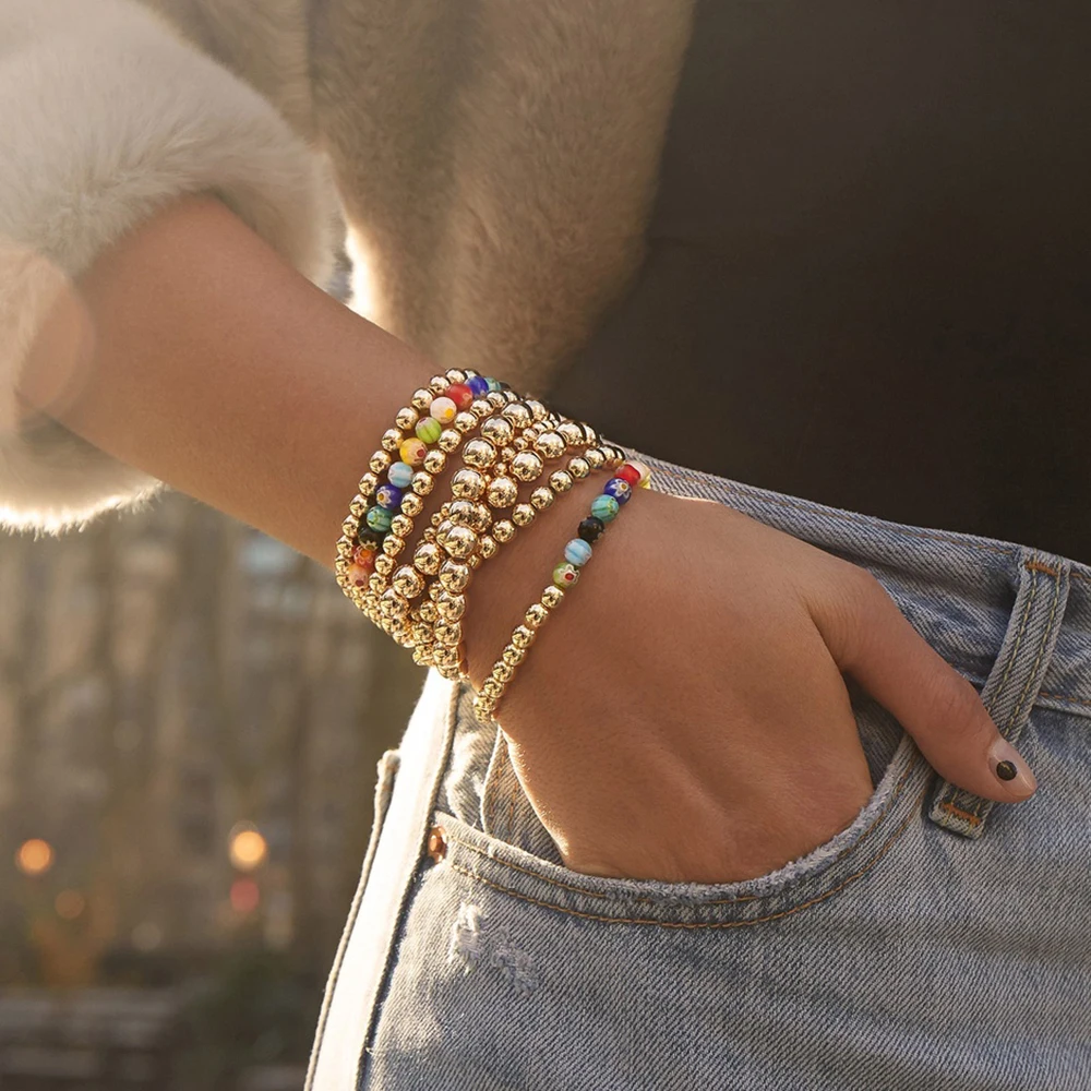 

Shinus Beaded Bracelet Fashion Jellewery 2021 Golden Beads Bracelet For Women Jewelry Femme High Quality Bracelets Wholesale